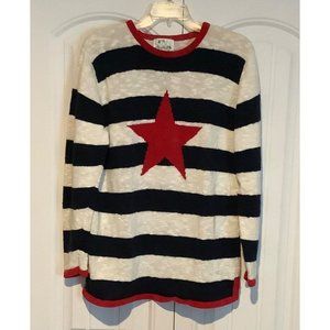 The Quacker Factory Womens Medium Red White & Blue Long Sleeved Sweater
